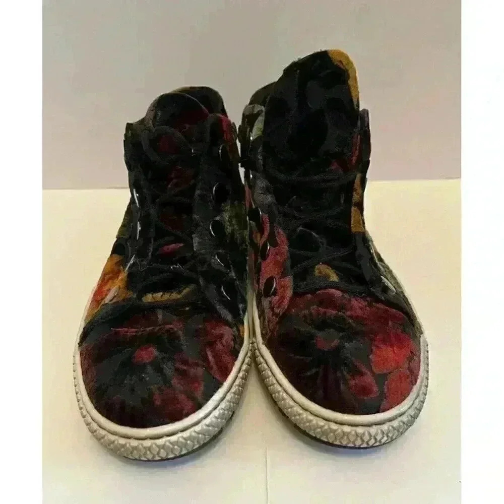Midnight Floral Velvet High Top Sneakers ✨ Dark Romance Whimsigoth - Picture 2 of 8